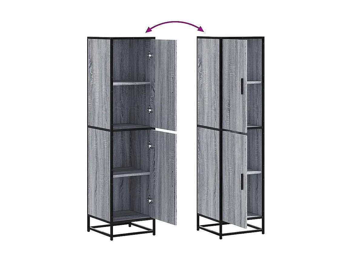 Buffet haut sonoma gris 35,5x35x139 bois d'ingénierie métal