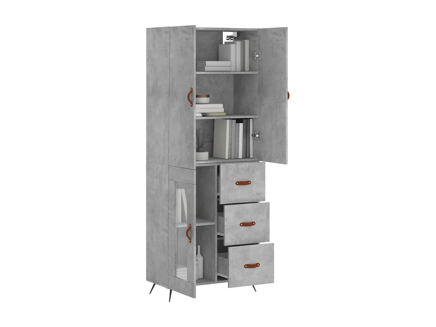 Buffet haut Gris béton 69,5x34x180 Bois d'ingénierie
