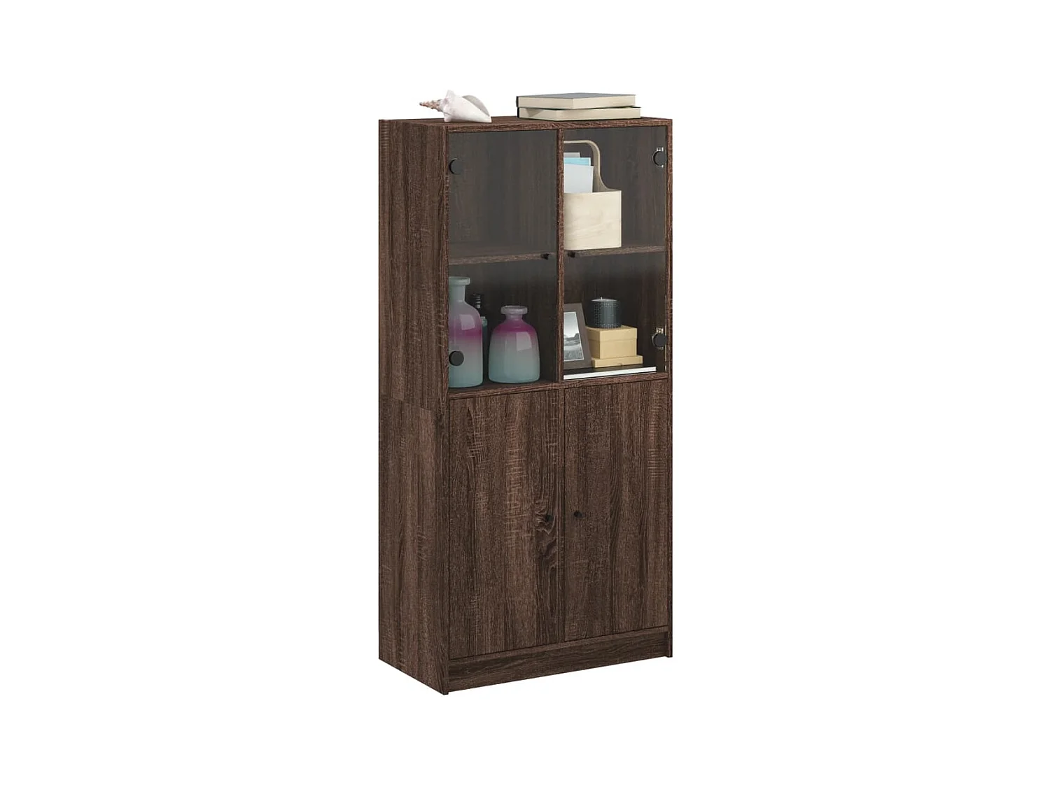 Buffet haut avec portes chêne marron bois d'ingénierie