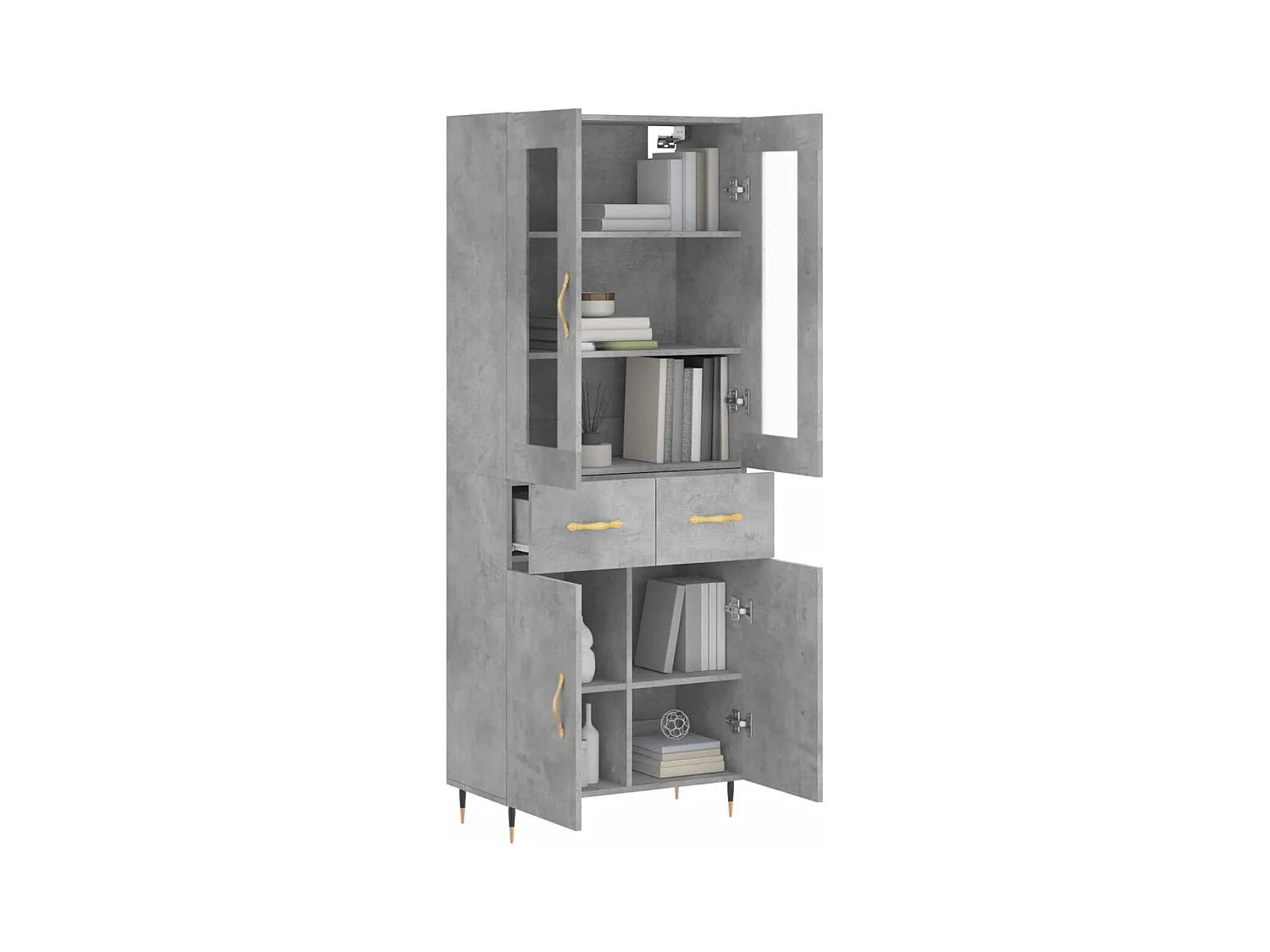 Buffet haut Gris béton 69,5x34x180 Bois d'ingénierie
