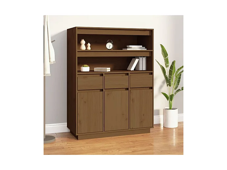 Buffet haut Marron miel 89x40x116,5 Bois massif de pin
