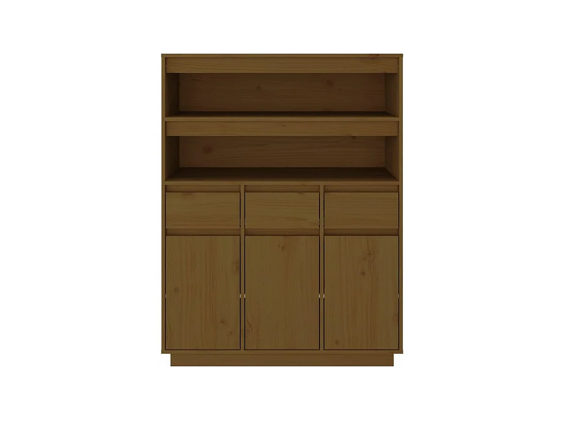 Buffet haut Marron miel 89x40x116,5 Bois massif de pin