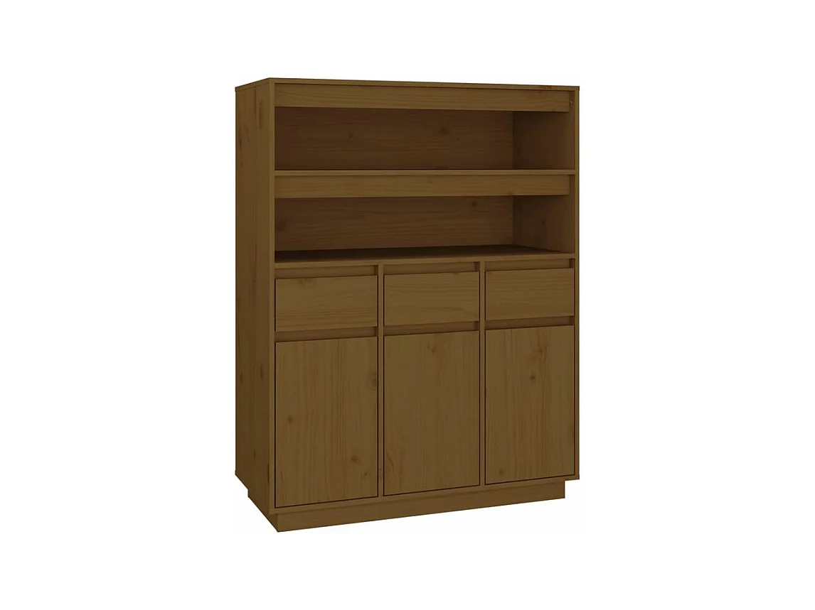 Buffet haut Marron miel 89x40x116,5 Bois massif de pin