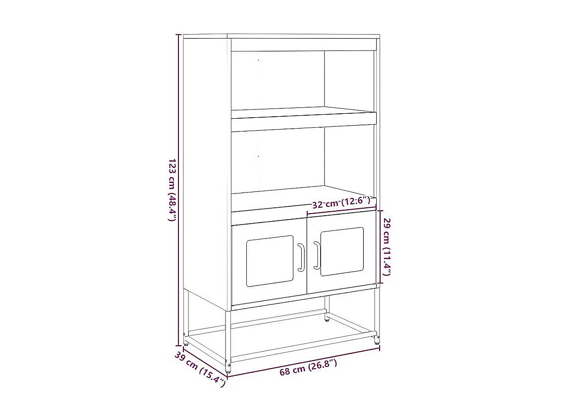 Buffet haut vert olive 68x39x123 acier
