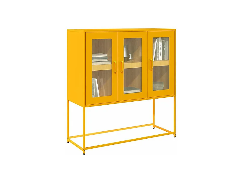 Buffet jaune moutarde 100,5x39x107 acier laminé à froid