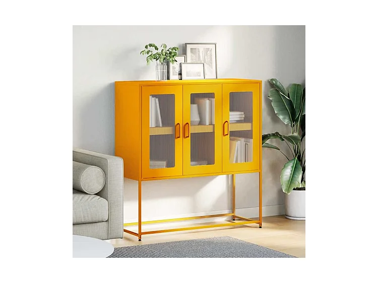 Buffet jaune moutarde 100,5x39x107 acier laminé à froid