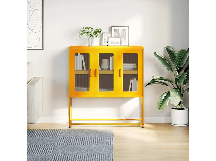 Buffet jaune moutarde 100,5x39x107 acier laminé à froid