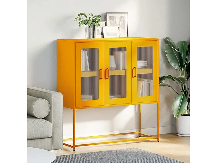 Buffet jaune moutarde 100,5x39x107 acier laminé à froid