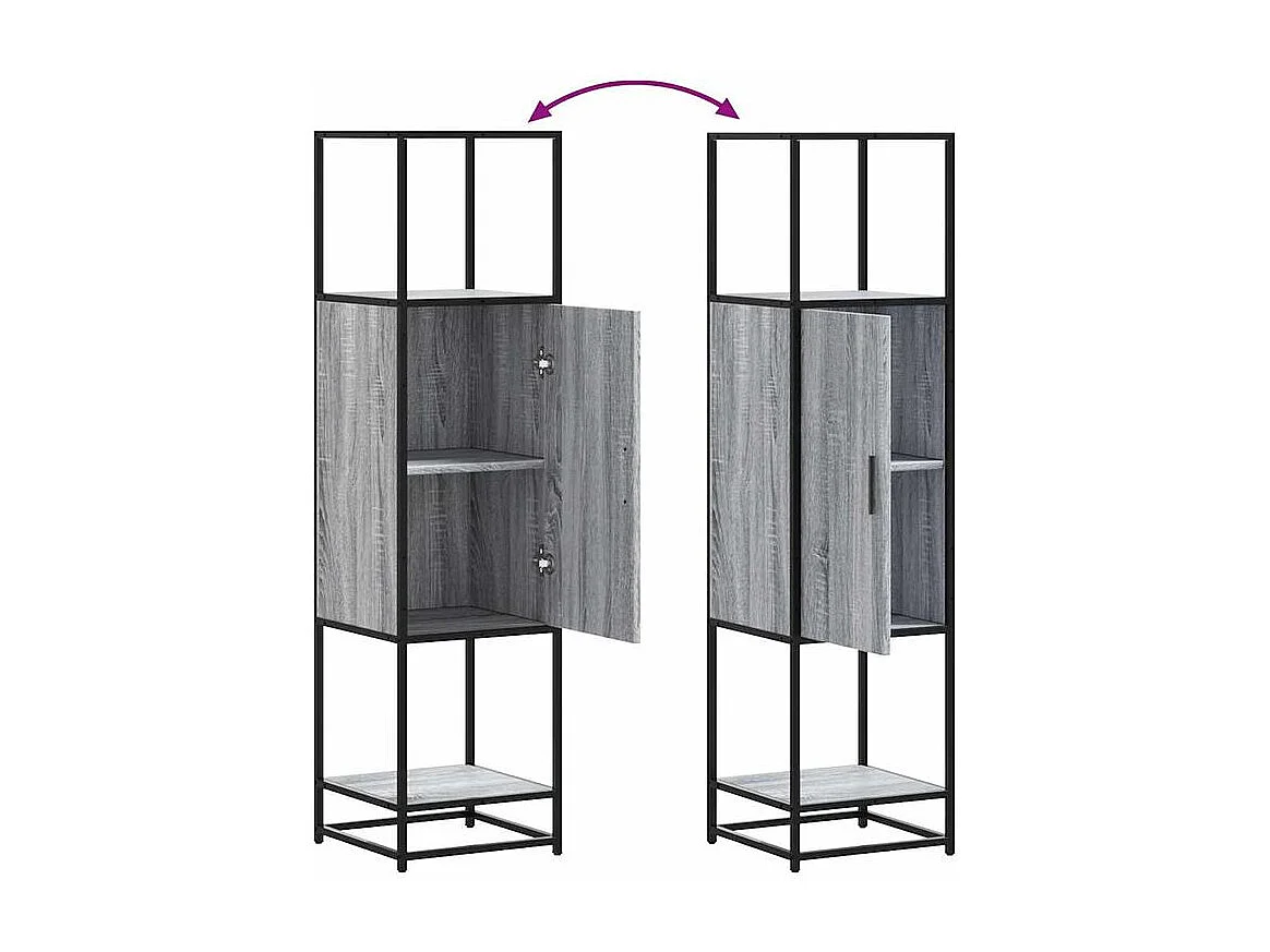 Buffet haut sonoma gris 35,5x35x139 bois d'ingénierie métal