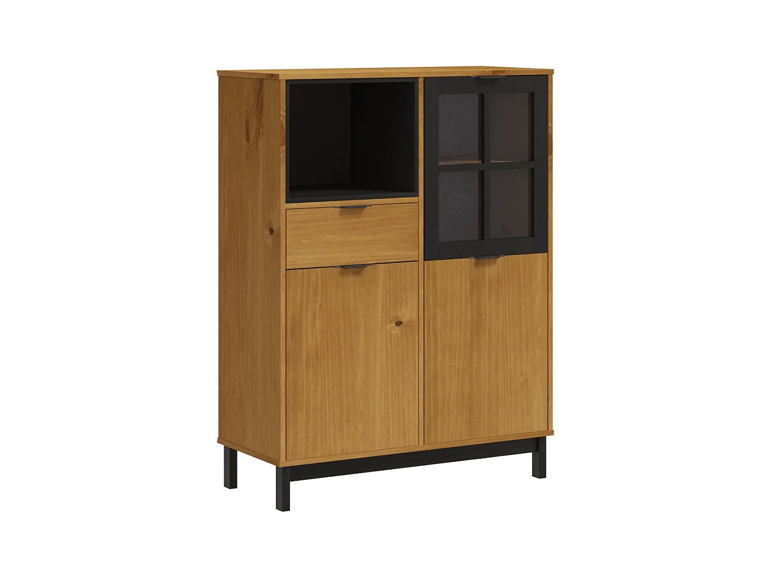 Buffet avec porte vitrée FLAM 92x40x122,5 bois massif de pin