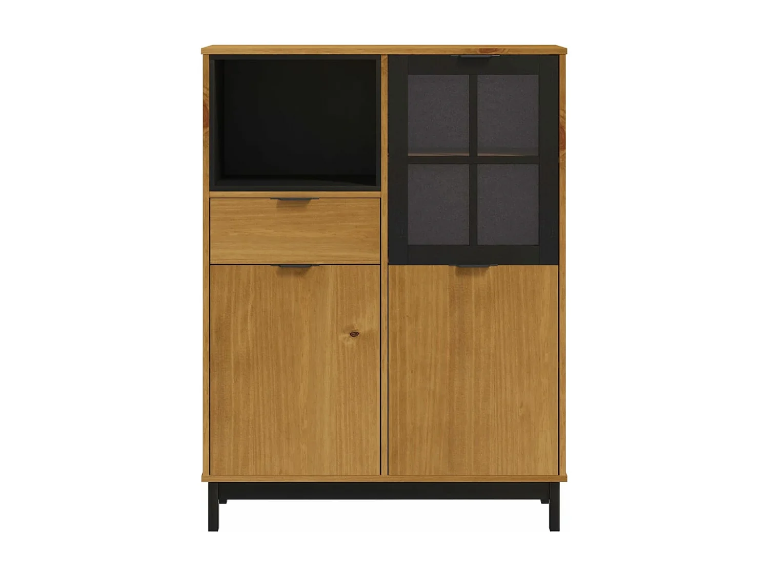 Buffet avec porte vitrée FLAM 92x40x122,5 bois massif de pin