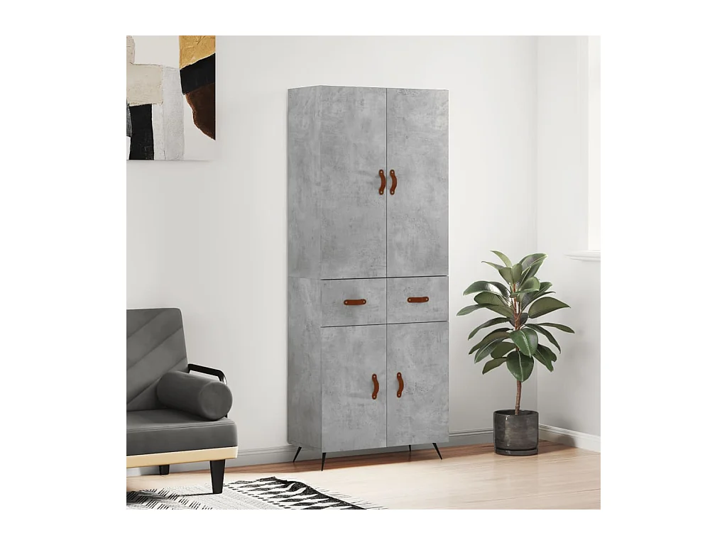 Buffet haut Gris béton 69,5x34x180 Bois d'ingénierie