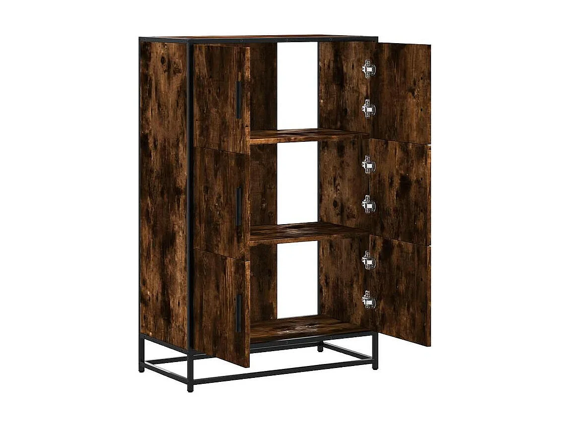 Buffet haut chêne fumé 68x35x106,5 bois d'ingénierie métal