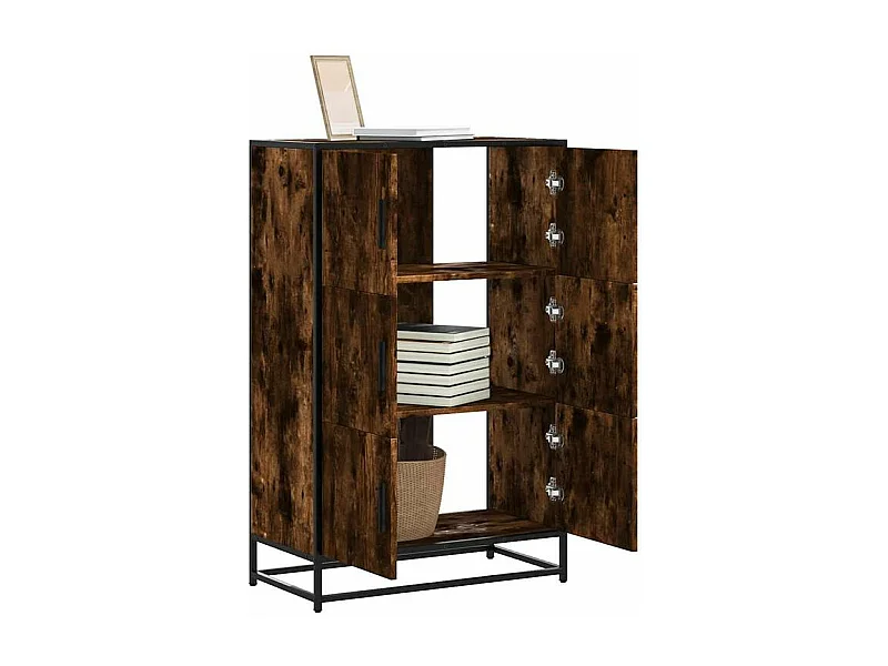 Buffet haut chêne fumé 68x35x106,5 bois d'ingénierie métal