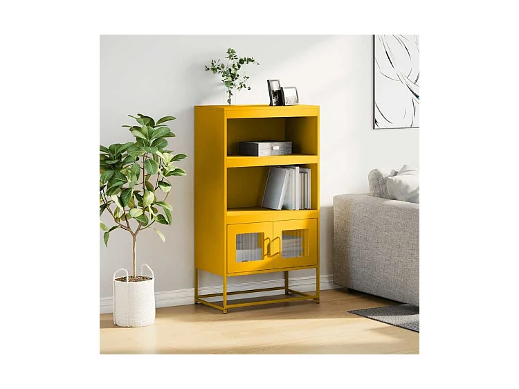 Buffet haut jaune moutarde 68x39x123 acier