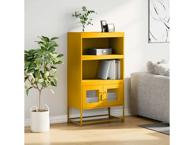 Buffet haut jaune moutarde 68x39x123 acier