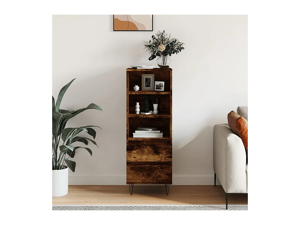 Buffet haut Chêne fumé 40x36x110 Bois d'ingénierie