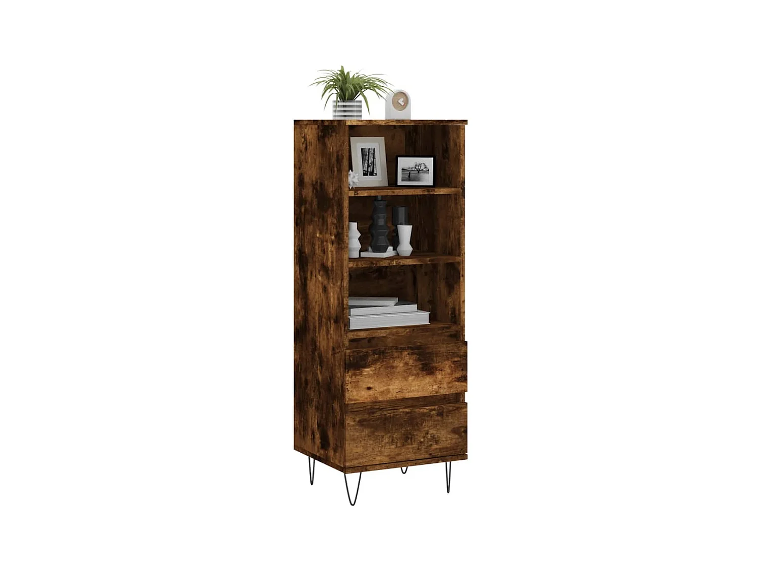 Buffet haut Chêne fumé 40x36x110 Bois d'ingénierie