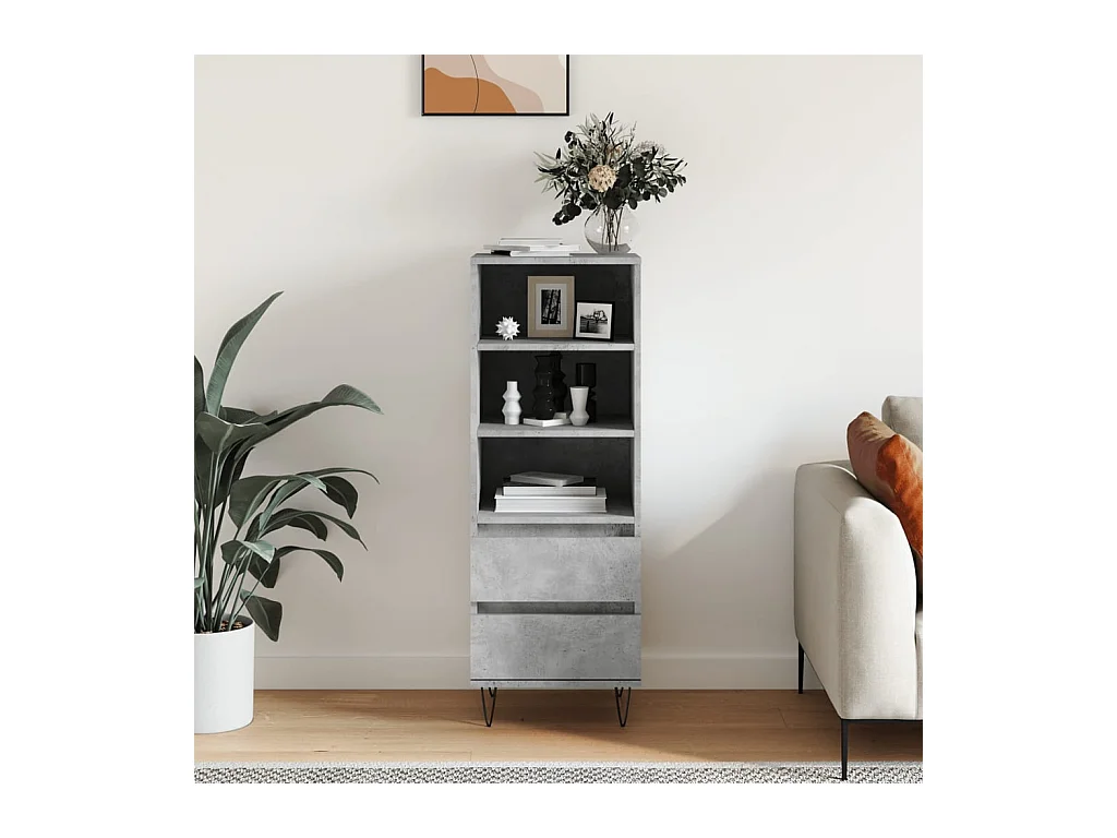 Buffet haut Gris béton 40x36x110 Bois d'ingénierie