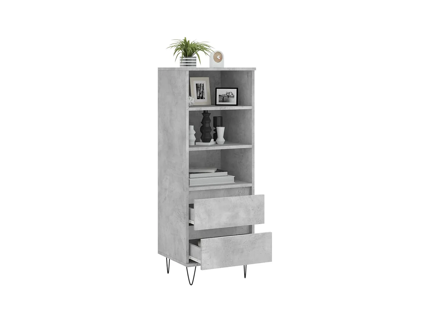 Buffet haut Gris béton 40x36x110 Bois d'ingénierie