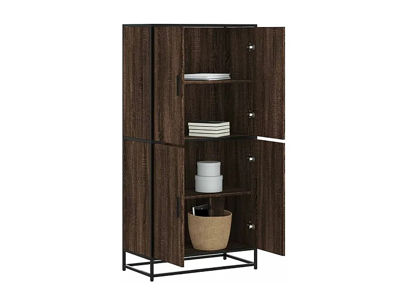 Buffet haut chêne marron 68x35x139 bois d'ingénierie