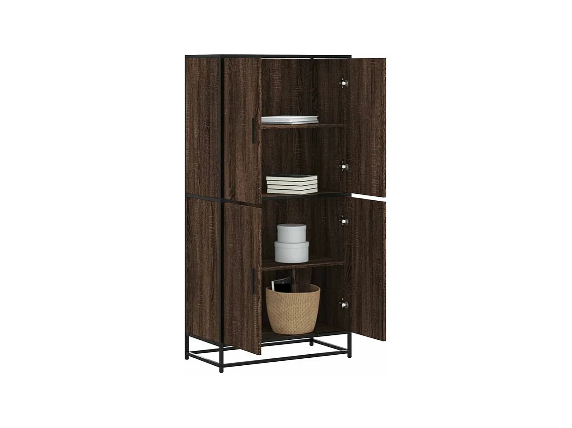 Buffet haut chêne marron 68x35x139 bois d'ingénierie