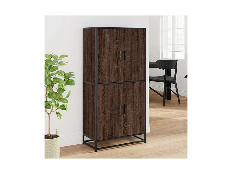 Buffet haut chêne marron 68x35x139 bois d'ingénierie