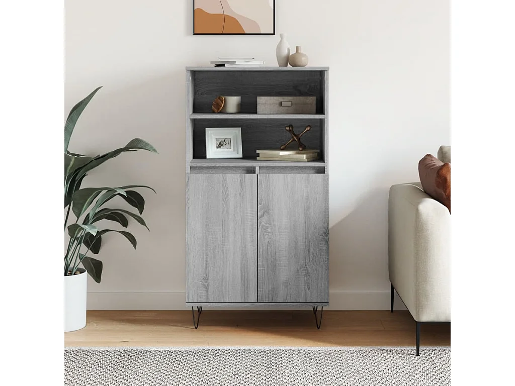 Buffet haut Sonoma gris 60x36x110 Bois d'ingénierie