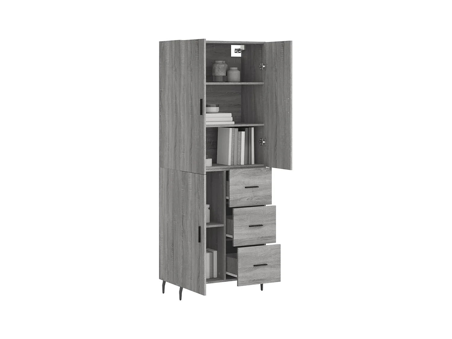 Buffet haut Sonoma gris 69,5x34x180 Bois d'ingénierie
