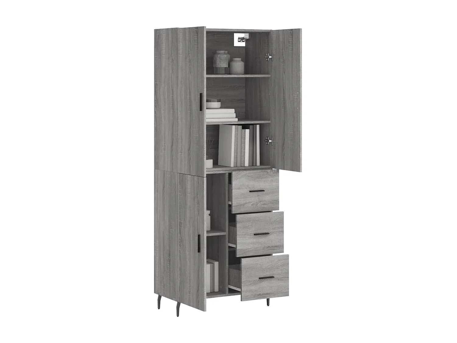 Buffet haut Sonoma gris 69,5x34x180 Bois d'ingénierie