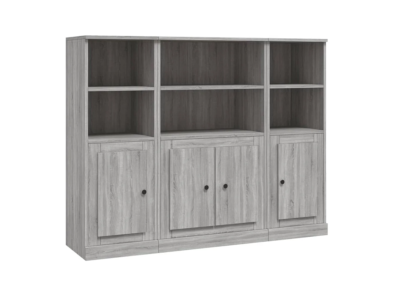 Buffets 3 pcs sonoma gris bois d'ingénierie