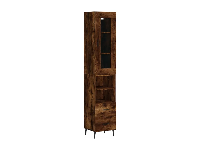 Buffet haut Chêne fumé 34,5x34x180 Bois d'ingénierie