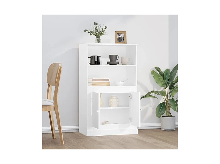 Buffet haut blanc 60x35,5x103,5 bois d'ingénierie