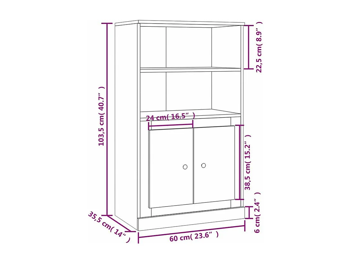 Buffet haut blanc 60x35,5x103,5 bois d'ingénierie
