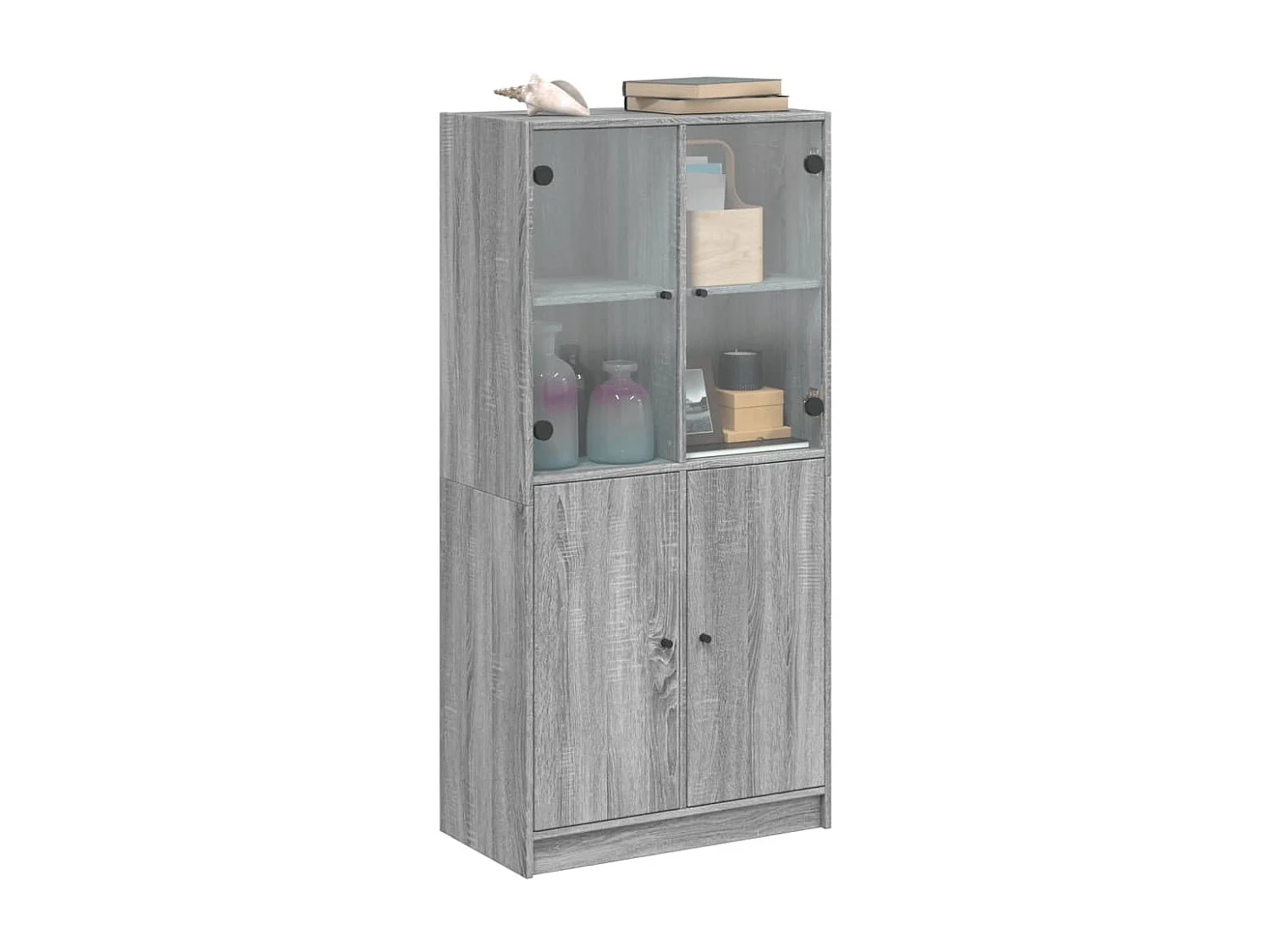 Buffet haut avec portes gris sonoma 68x37x142 bois ingénierie