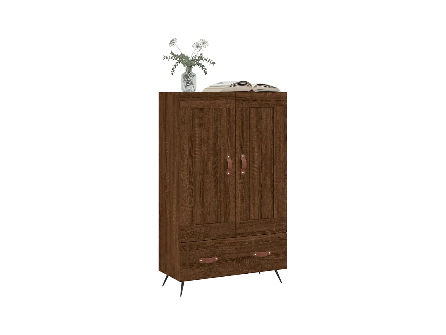 Buffet haut chêne marron 69,5x31x115 bois d'ingénierie