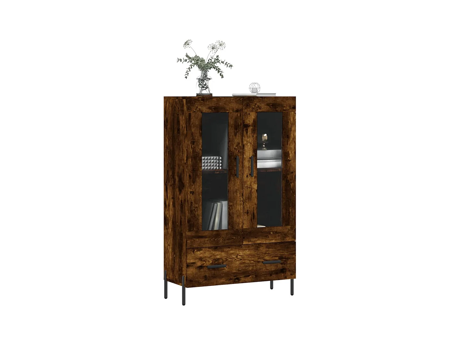 Buffet haut chêne fumé 69,5x31x115 bois d'ingénierie