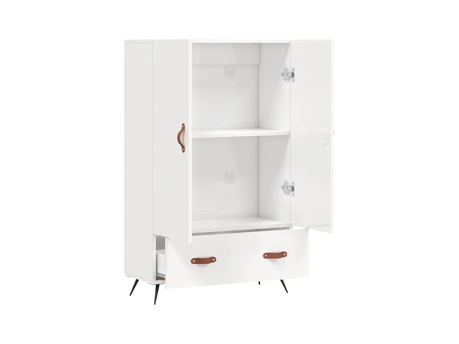 Buffet haut blanc brillant 69,5x31x115 bois d'ingénierie