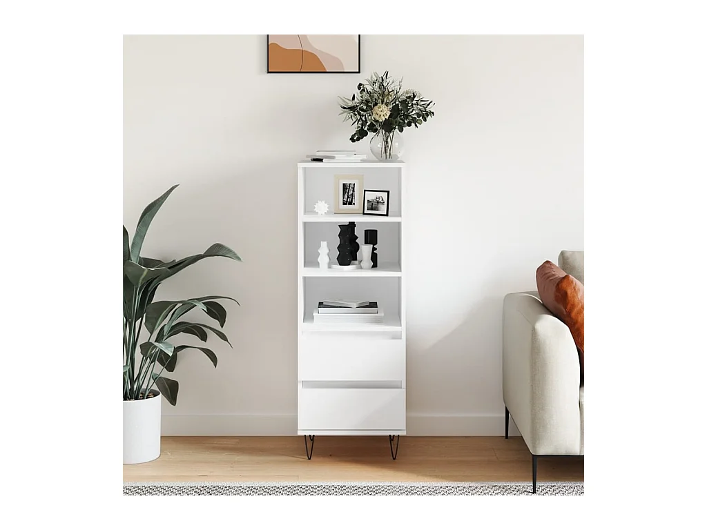 Buffet haut Blanc 40x36x110 Bois d'ingénierie