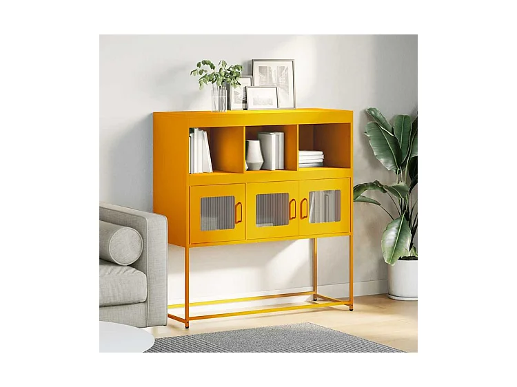 Buffet jaune moutarde 100,5x39x107 acier laminé à froid