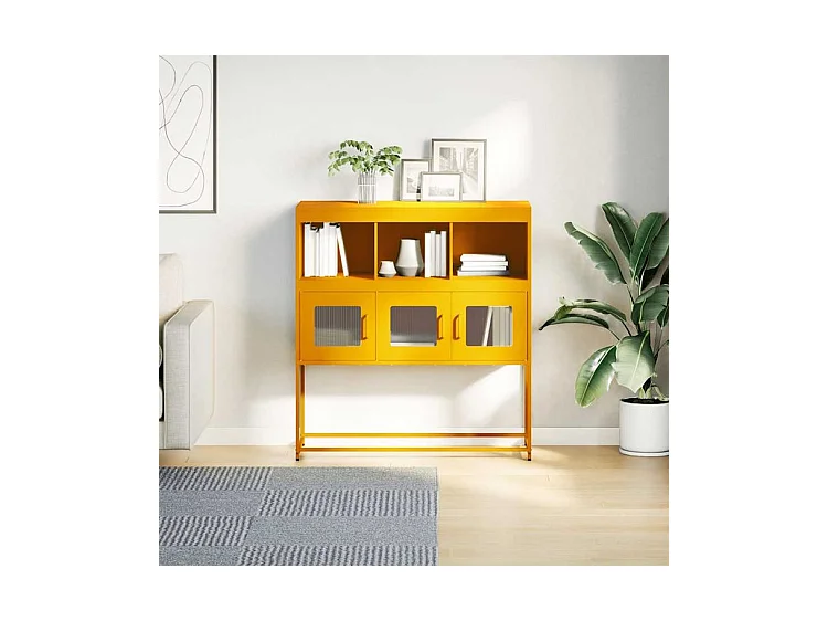 Buffet jaune moutarde 100,5x39x107 acier laminé à froid