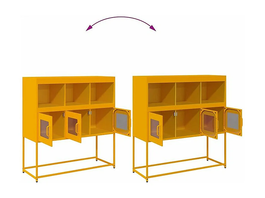 Buffet jaune moutarde 100,5x39x107 acier laminé à froid