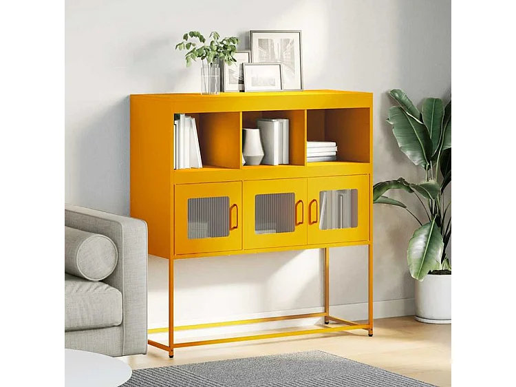 Buffet jaune moutarde 100,5x39x107 acier laminé à froid