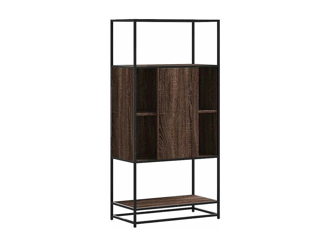 Buffet haut chêne marron 68x35x139 bois d'ingénierie métal