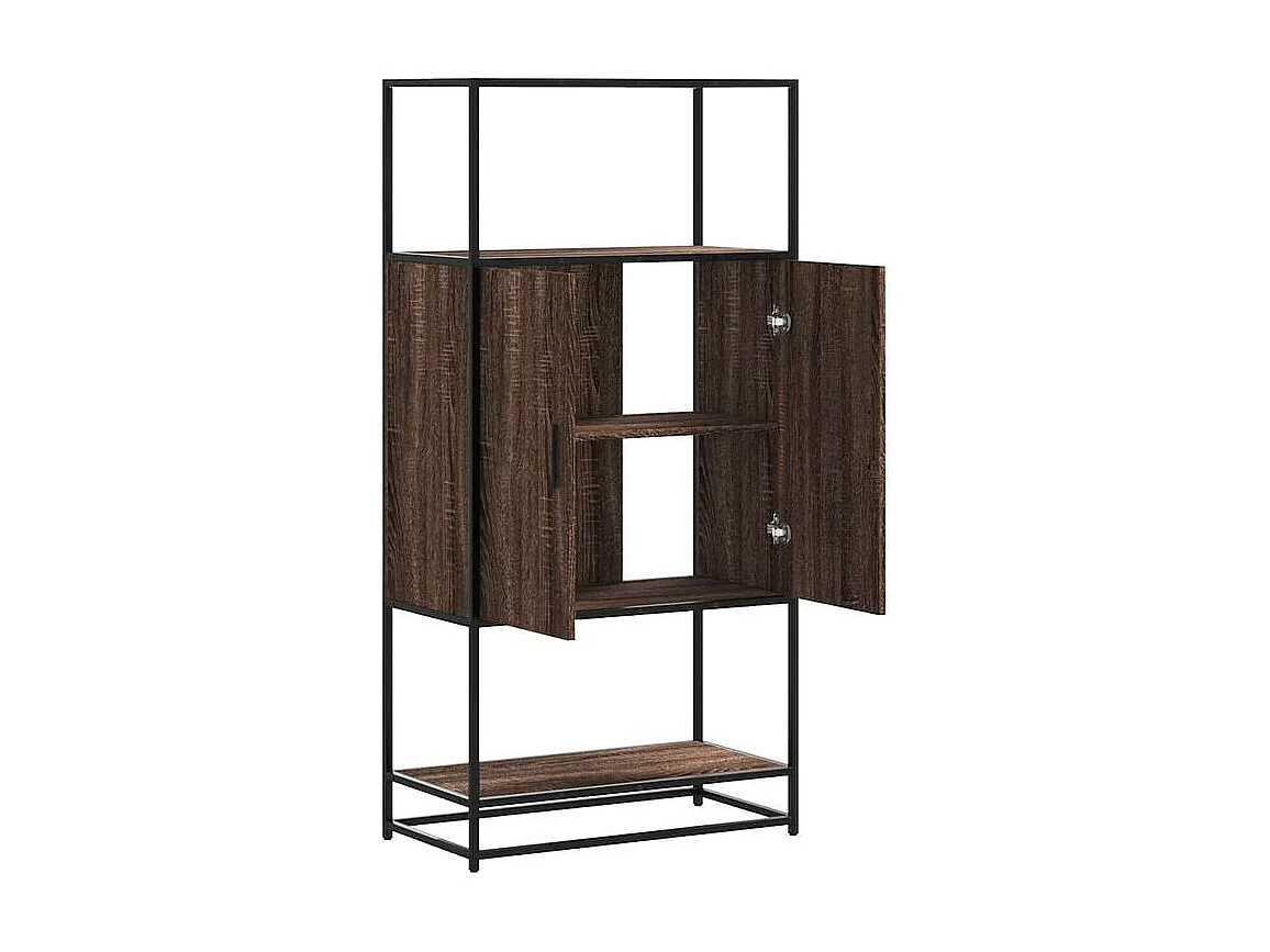 Buffet haut chêne marron 68x35x139 bois d'ingénierie métal