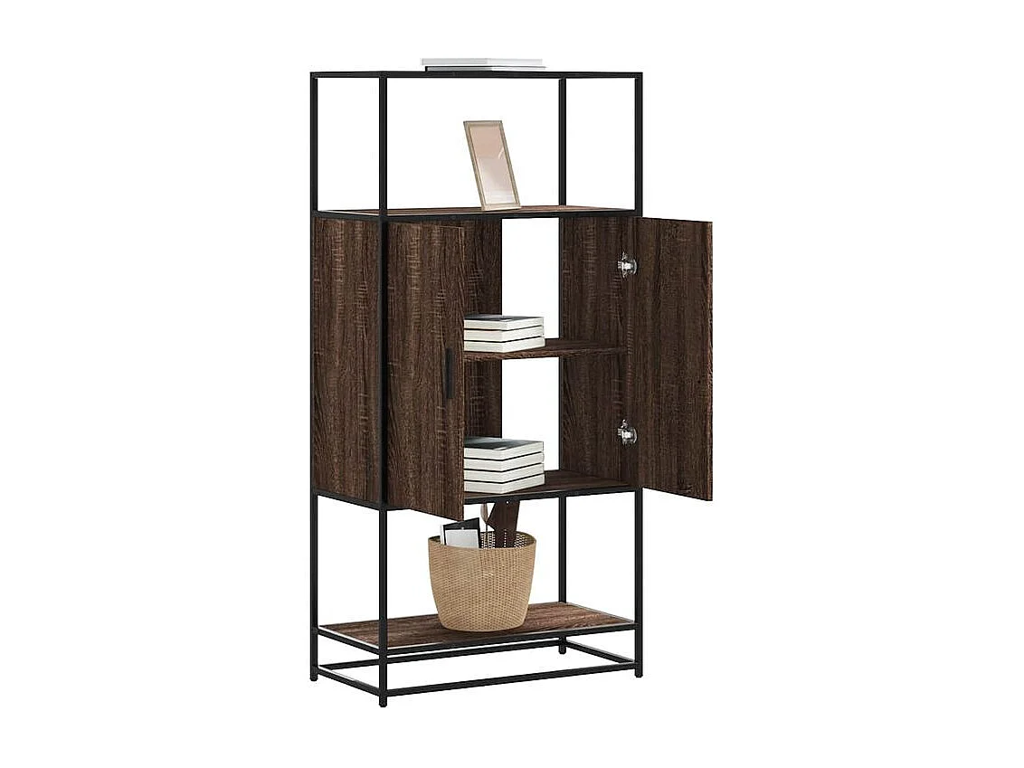 Buffet haut chêne marron 68x35x139 bois d'ingénierie métal