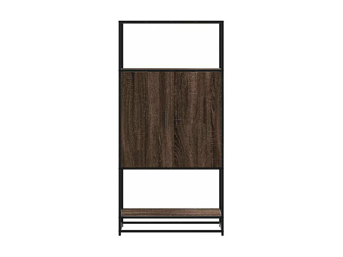 Buffet haut chêne marron 68x35x139 bois d'ingénierie métal