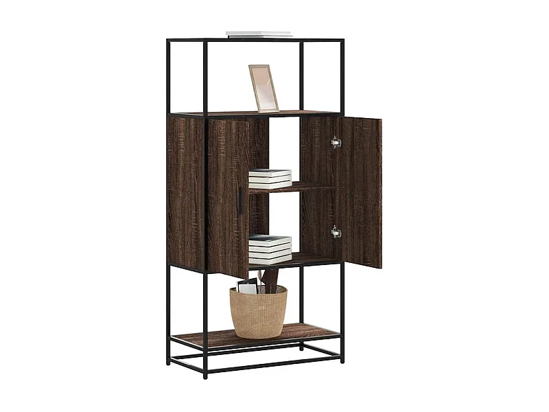 Buffet haut chêne marron 68x35x139 bois d'ingénierie métal