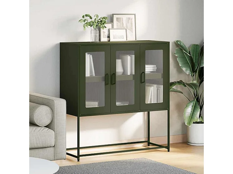 Buffet vert olive 100,5x39x107 acier laminé à froid