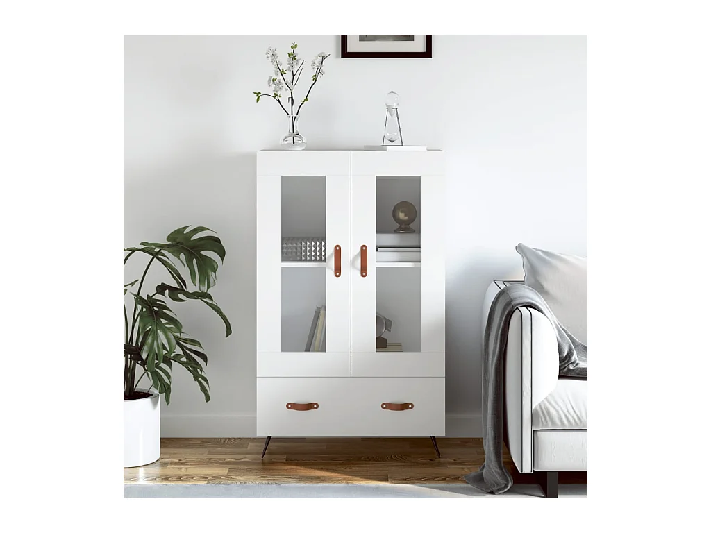 Buffet haut blanc 69,5x31x115 bois d'ingénierie